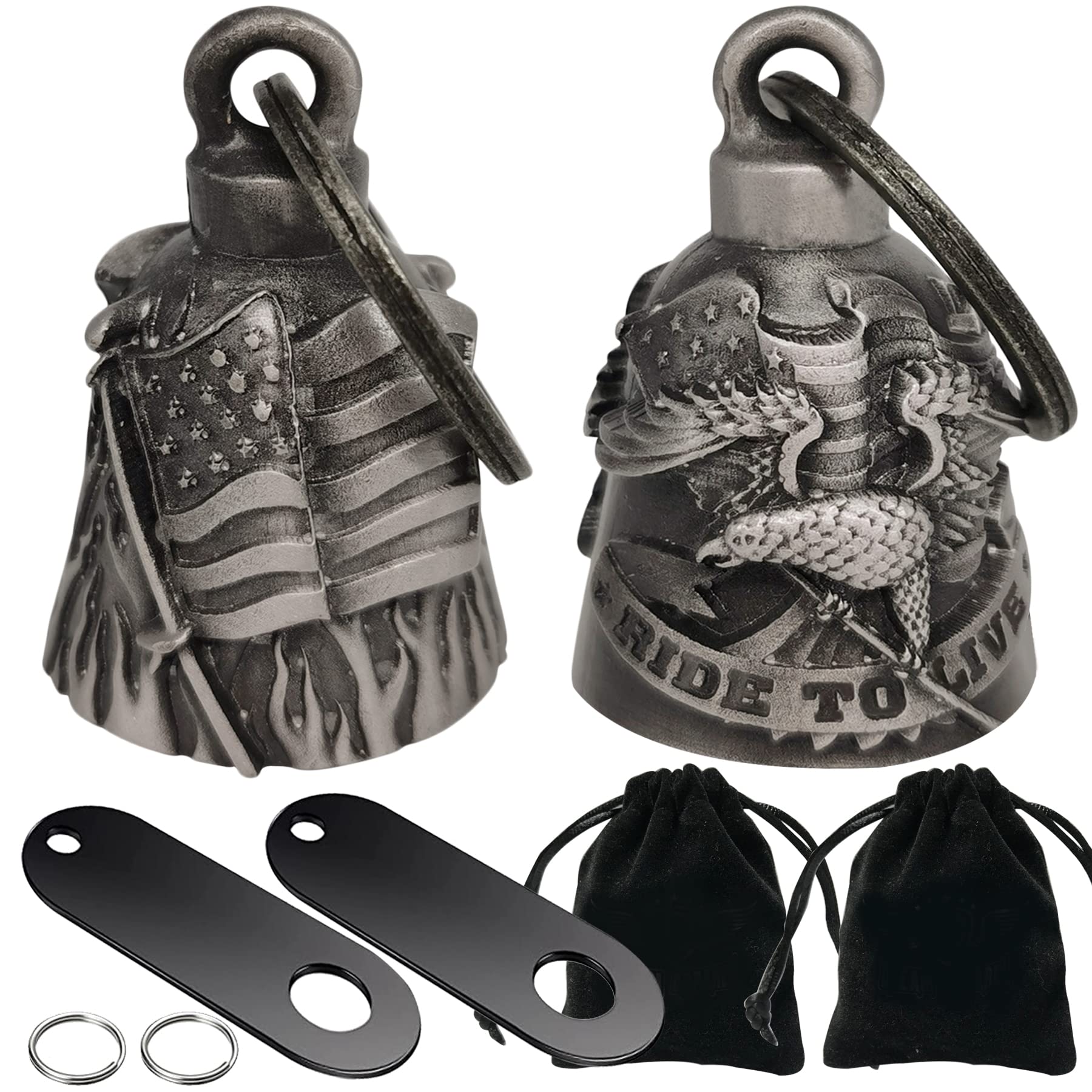 Dream Apparel 2 Pack Motorcycle Bells Guardian Angel for Biker Rider Men Women Ride Riding with Hangers, Drive Away Gremlins