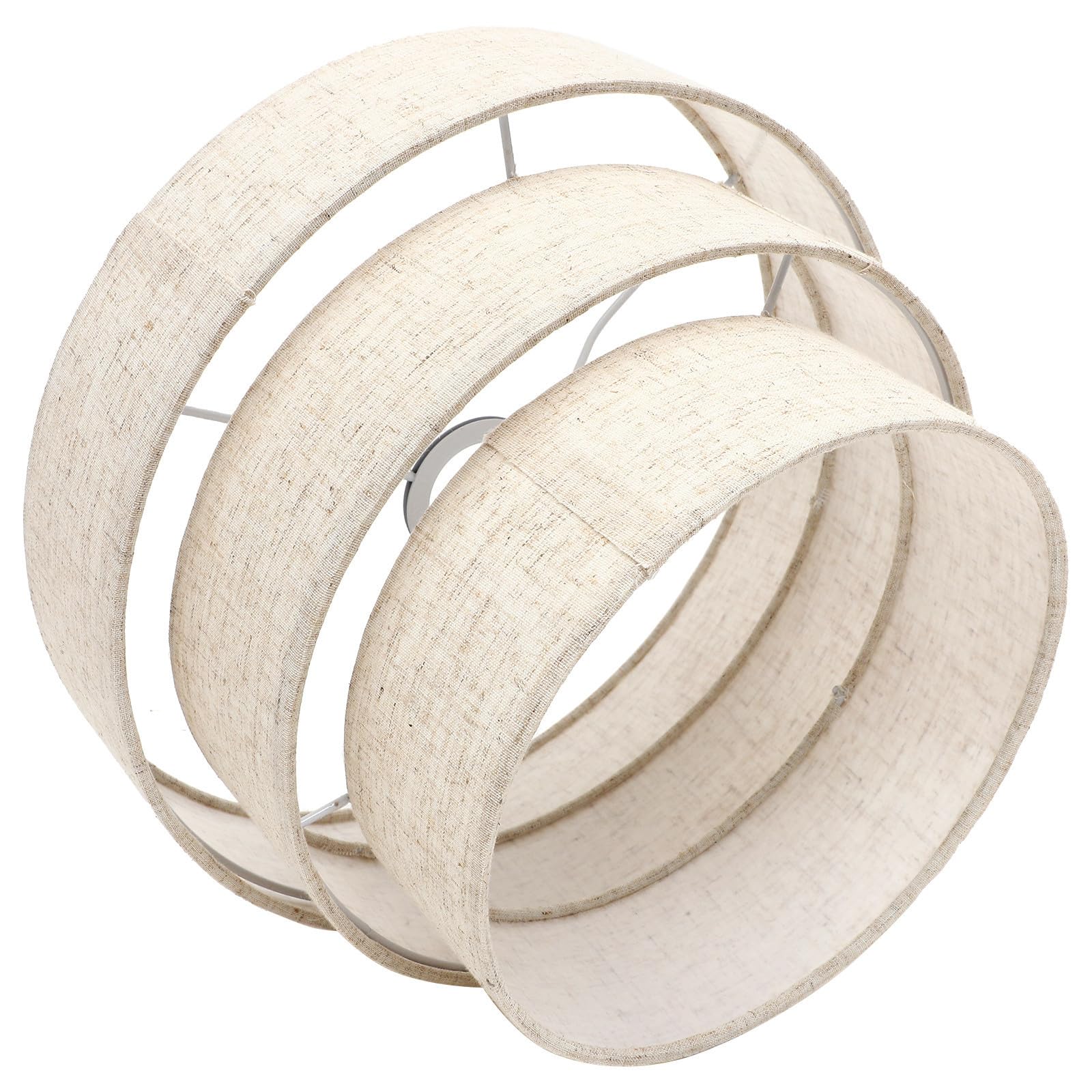 Abat-jour Rond en Lin Beige à 3 Niveaux pour Lampe de Sol Suspendre, Design Moderne et Vintage, Protection des Yeux et Haute Performance