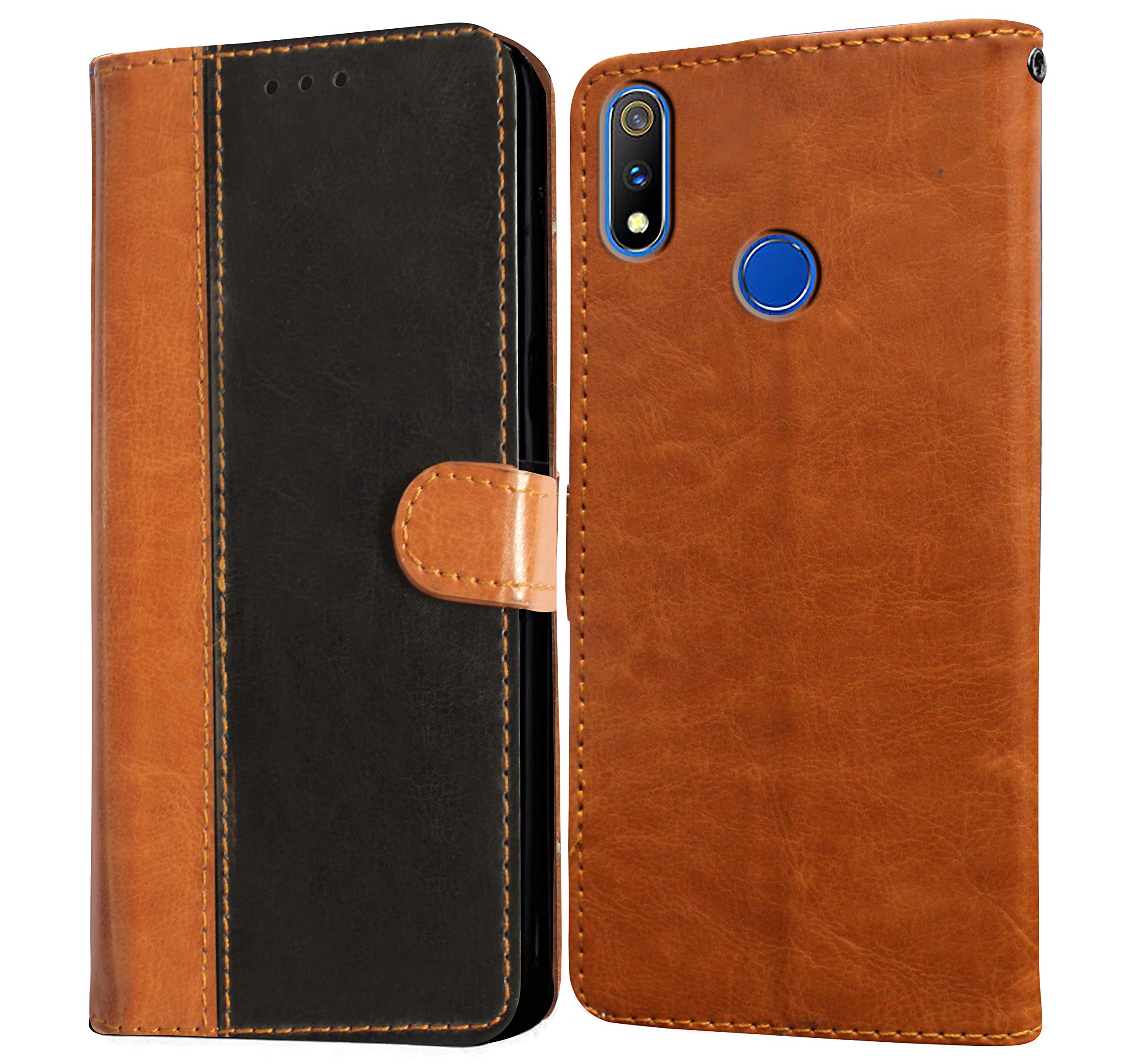 Amazon Brand- Solimo Flip for Realme 3 Pro (Leather_CamelBlack) (B0BHV4BFMW) Amazon Price History, Amazon Price Tracker