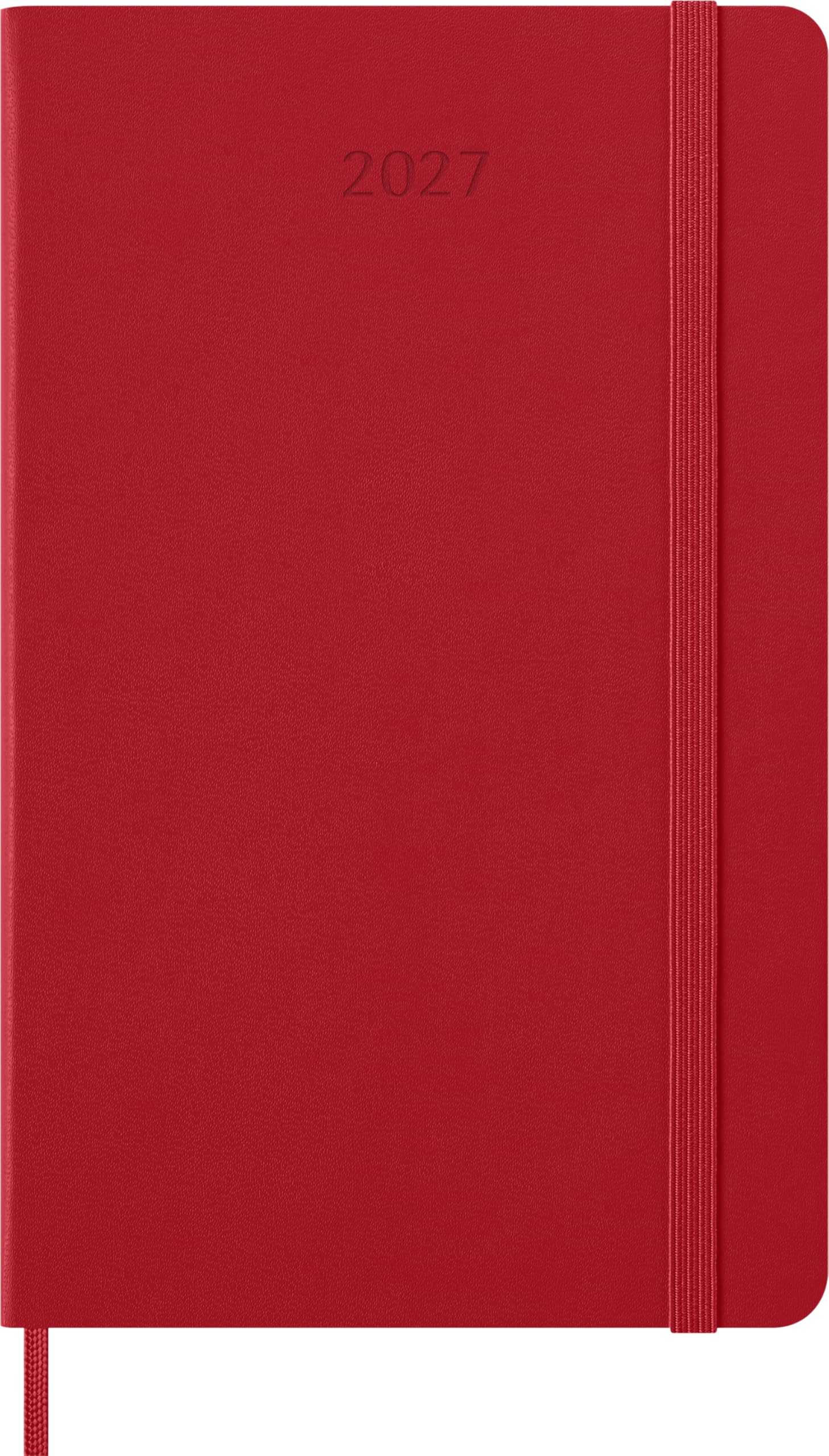 Moleskine Agenda Semanal 2027, Agenda de 12 Meses con Espacio para Notas, Tapa Dura y Cierre Elástico, Formato L 13x21 Cm, Color Rojo Escarlata