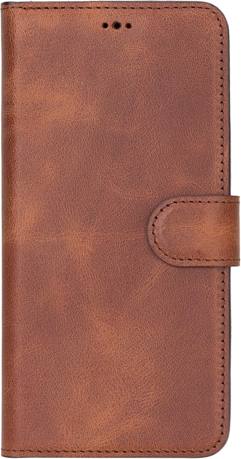 HARDISTON Premium Leather Handmade Wallet Case Compatible with Samsung Galaxy - Detachable Magnetic Flip Cover with Card Holder & Kickstand (Brown, Samsung Galaxy S26)