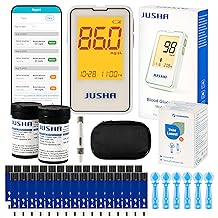 G-427B Bluetooth Blood Glucose Monitor Kit With Free APP - No Coding, 0.7 L Blood Sample, 5s Test, Large Backlit Display with 100 Strips &100 Lancets