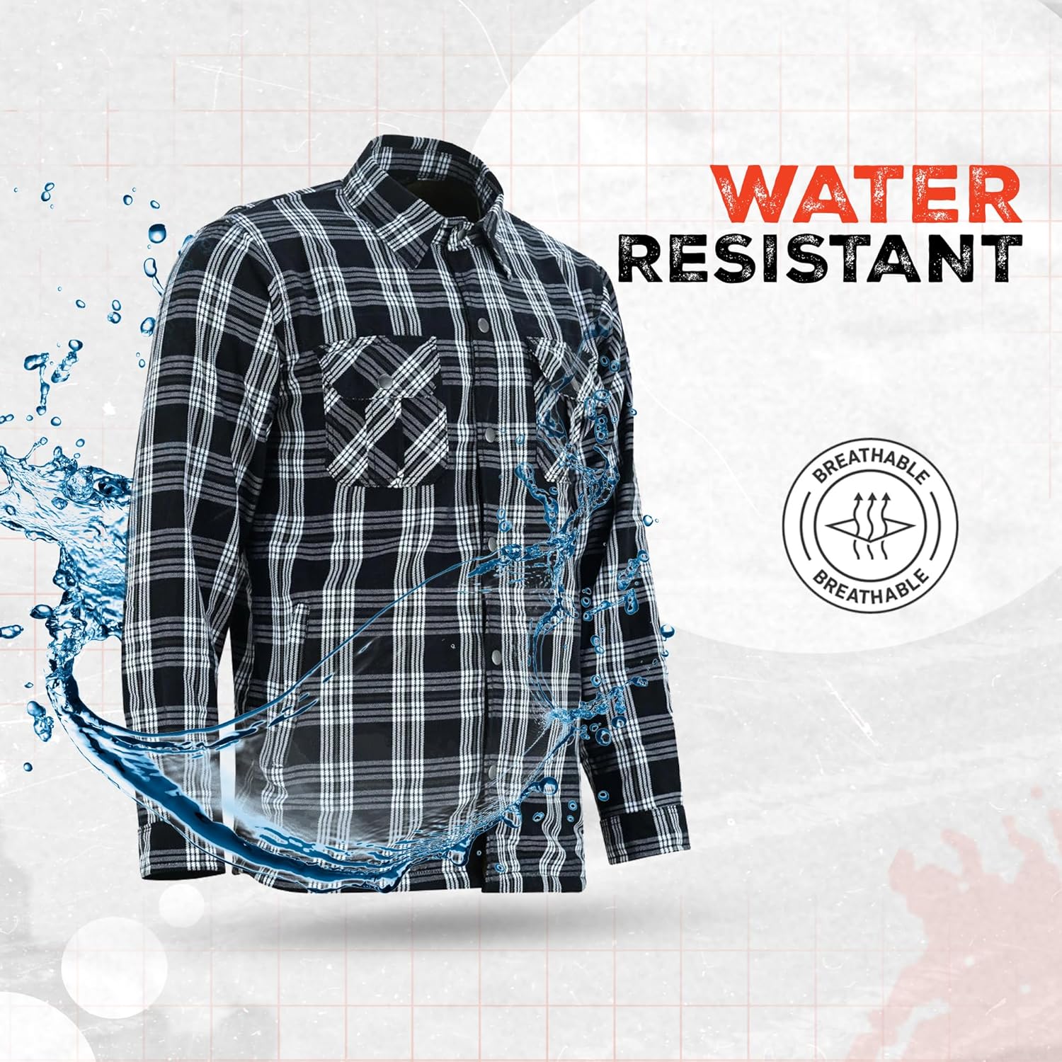 Daniel Smart Men's Motorcycle Shirt Plaid Biker Flannel Jacket Removable Sporty Armored, Zipper Closure & Water Resistant - Image 7