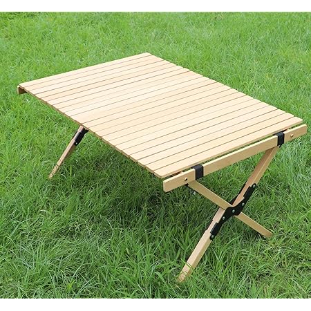 amazon com benewin folding wood table portable outdoor indoor all purpose foldable picnic table cake roll wooden table in a bag for picnic camping travel beach tailgating patio garden bbq garden