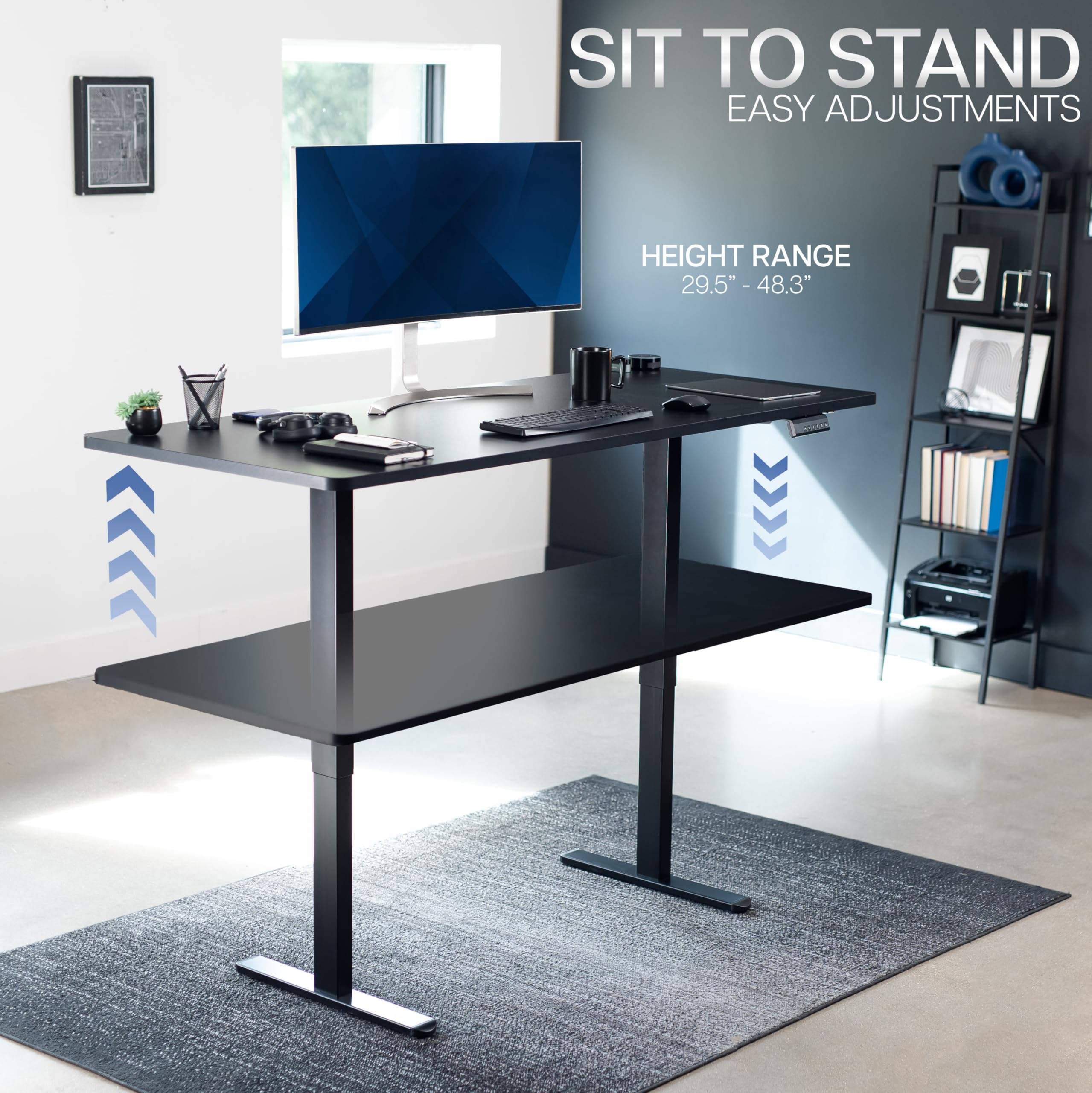 VIVO Electric 71 x 30 inch Standing Desk Dual Motor Memory Controller Height Adjustment E2B Series Solid One-Piece — view 6