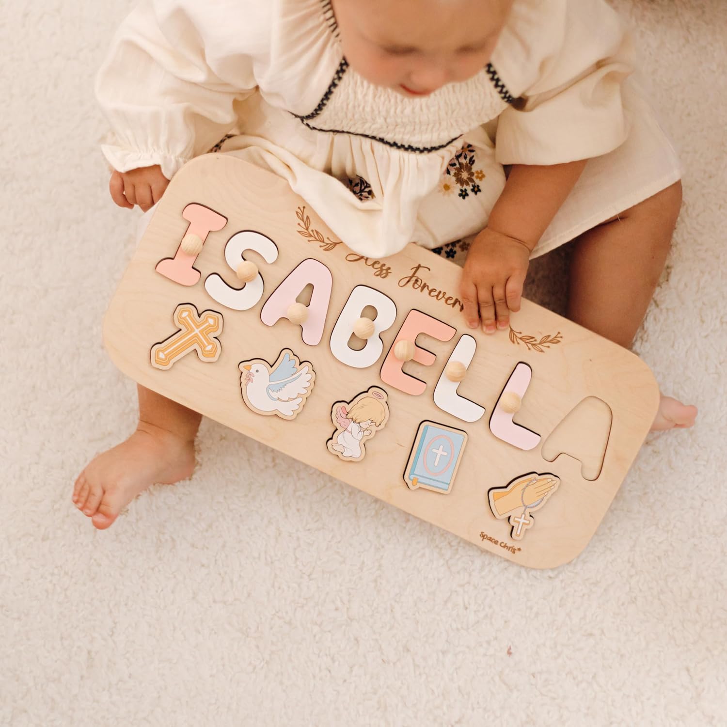 Christening Gift for Kids, Baptism Boy Gift, Keepsake Dedication Board, Newborn Gift, Religious Puzzle, Baby Christening Gift for Godson