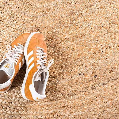 Miniatura 5 de GRUHUM - Alfombra de yute tejida a mano, de 9', fibra natural, boho, suave, trenzada, rústica, vintage, beige, reversible y ecológica para casa de