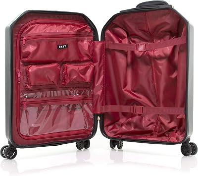 DKNY Chaos Hardside Spinner Luggage with TSA Lock, Black, 22 Inch