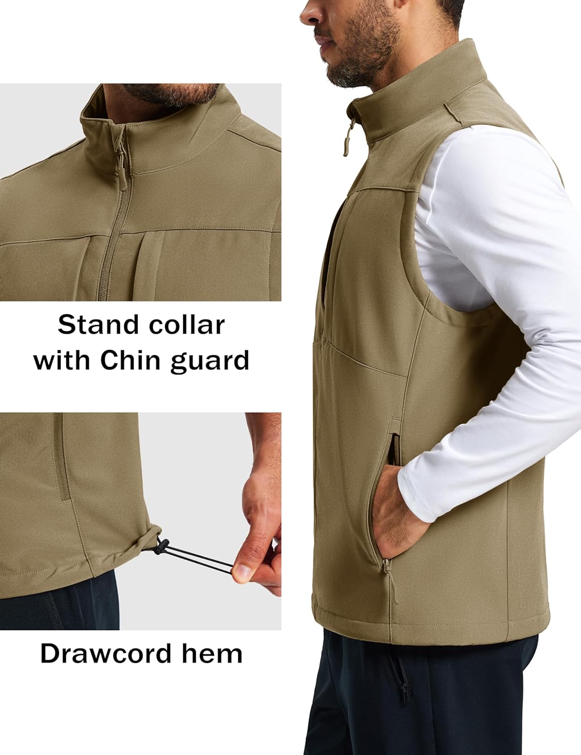 MAGCOMSEN Men's Lightweight Softshell Vest Outerwear Windproof Fleece Lined Zip Up Sleeveless Jacket for Golf Running Hiking - Image 4