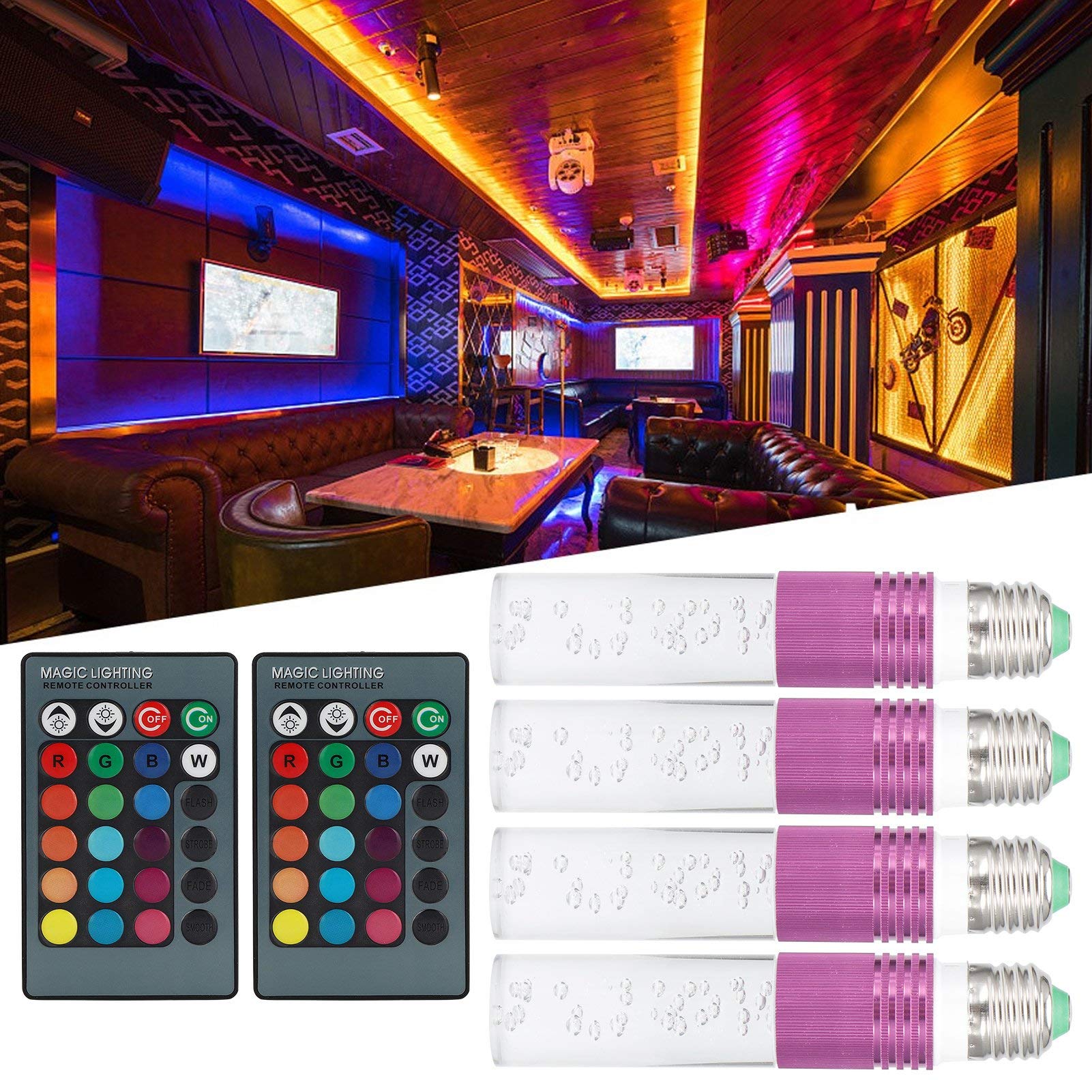 Lampadina Che Cambia Colore con Telecomando, Lampadina LED RGB da 3 W per Camera da Letto, Bar, Feste, AC85‑265V(Viola)