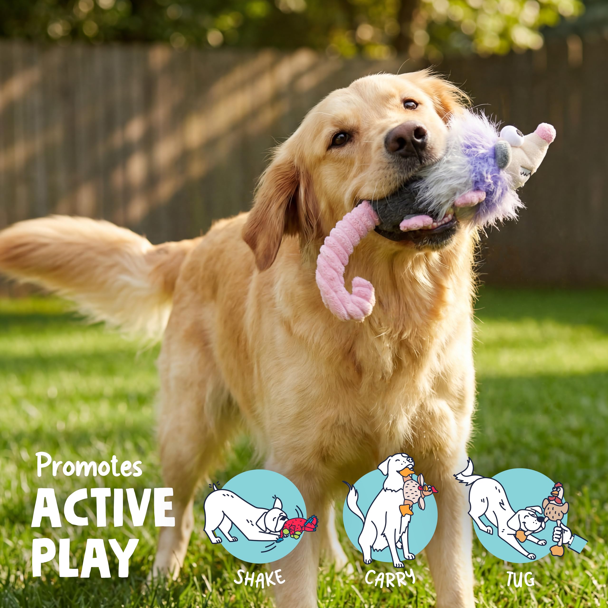 goDog Silent Squeak Urban Wildlife Pippa Possum Ultraschall Quietschendes Hundespielzeug Plüsch mit Kauschutz-Technologie Medium