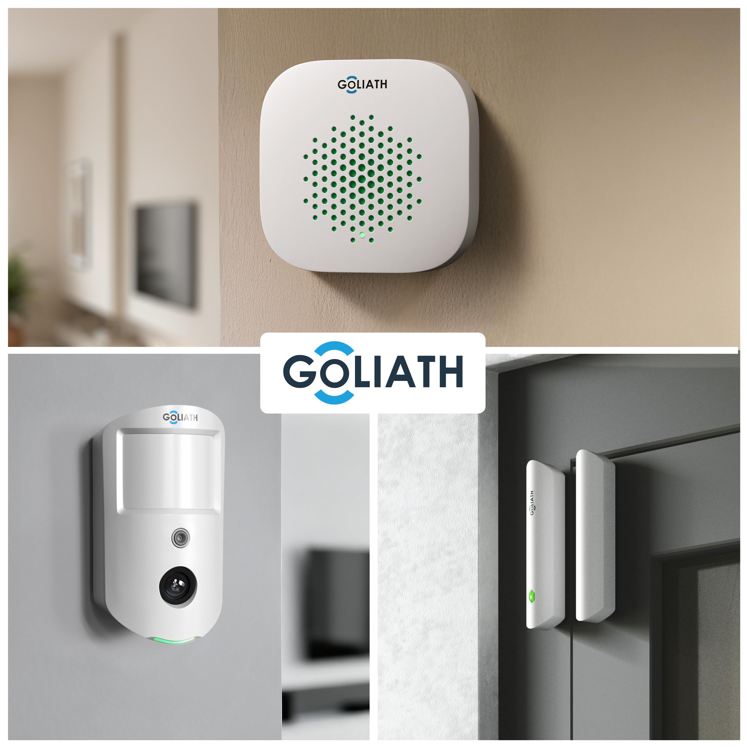 GOLIATH AirShield Alarmanlage Set, Funk 868 MHz, Alarmanlage mit Kamera Bewegungsmelder, App Steuerung, Tür Fensterkontakt, Innensirene, Keypad RFID, Einbruchmeldeanlage Haus oder Wohnung, Starterset
