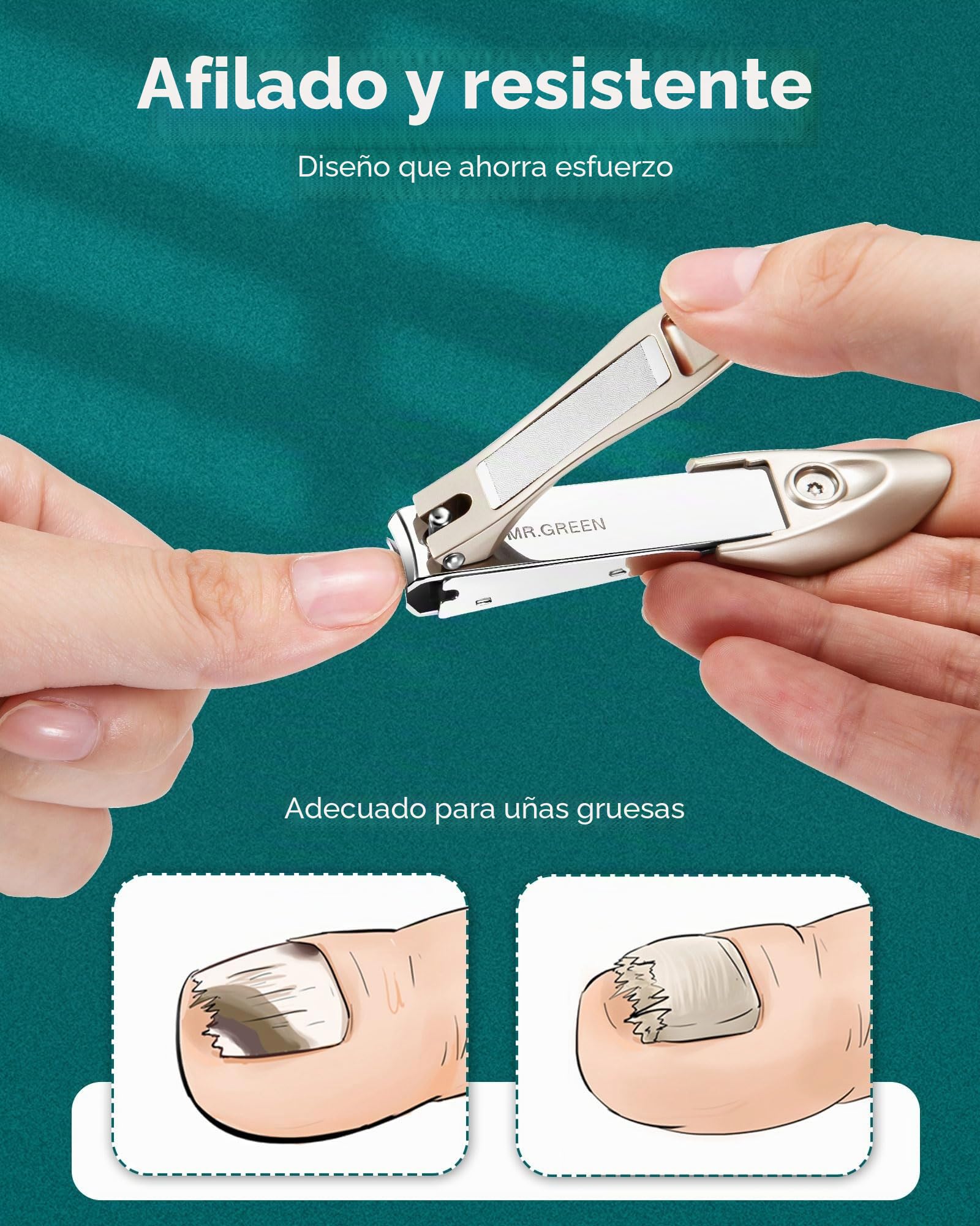 Cortador de uñas para Uñas Gruesas, Profesional con Colector, Acero Inoxidable de Grado Médico, fino y Duro.Juego de Cortauñas para Hombres y Mujeres