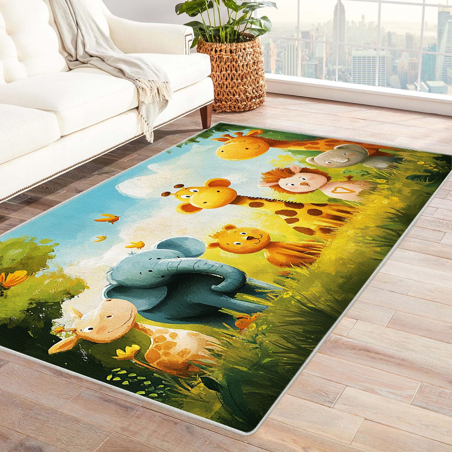 Tapis poil ras facile à nettoyer 210x270cm pour revitaliser un sol de salon terne