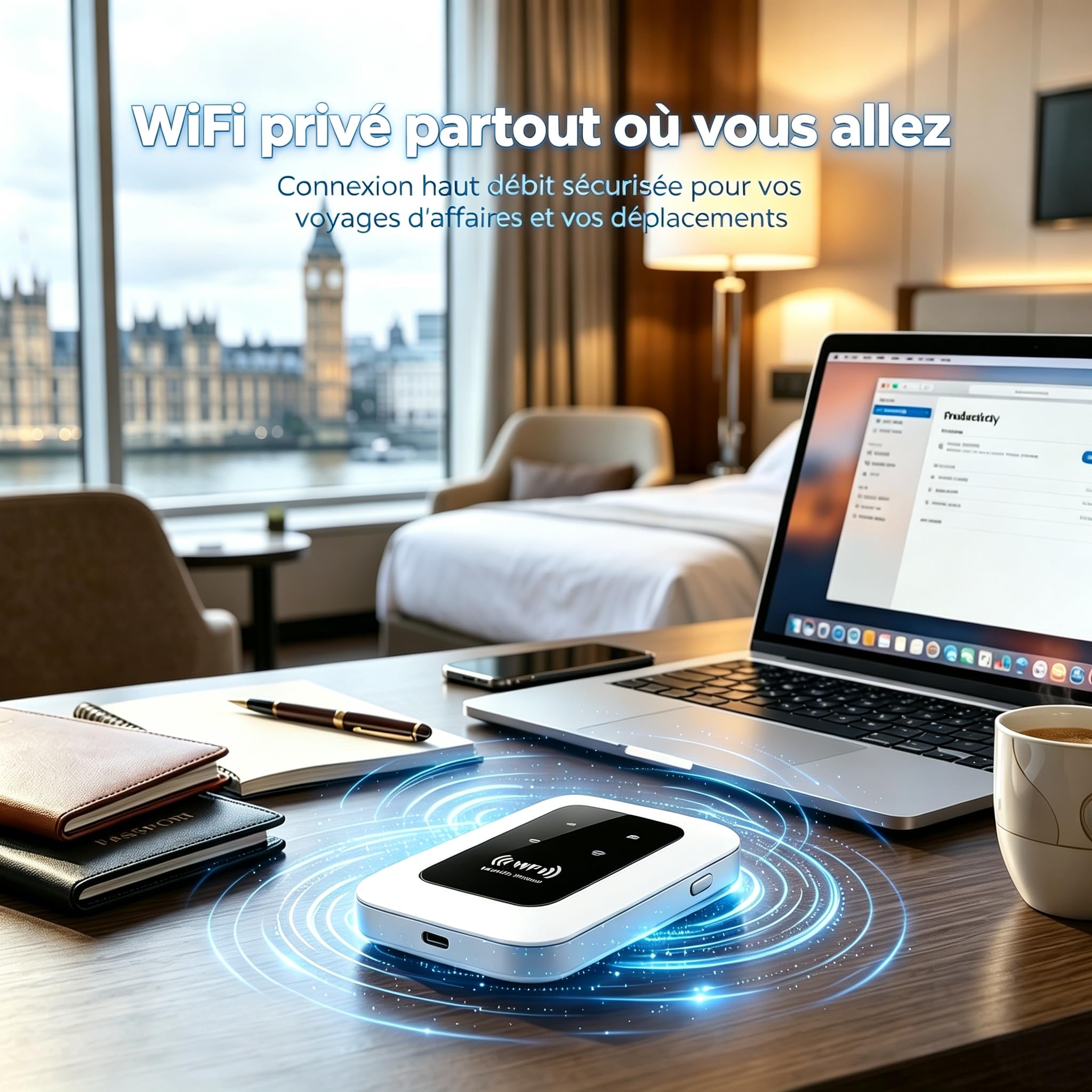 Routeur 5G Portable WiFi 6 Déverrouillé sans abonnement, Modem 5G/4G+ avec Nano‑SIM, jusqu'à 26 appareils connectés, Haut débit sans Box, idéal pour Voyage, Camping et télétravail