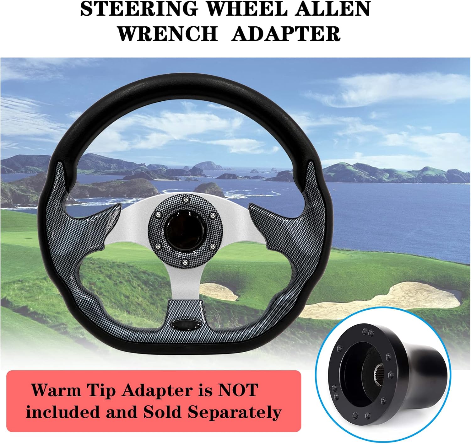 Golf Cart Steering Wheel Fit for EZGO RXV & TXT, Club Car DS, Club Car Precedent, Yamaha, Most Golf Cart (Gray)