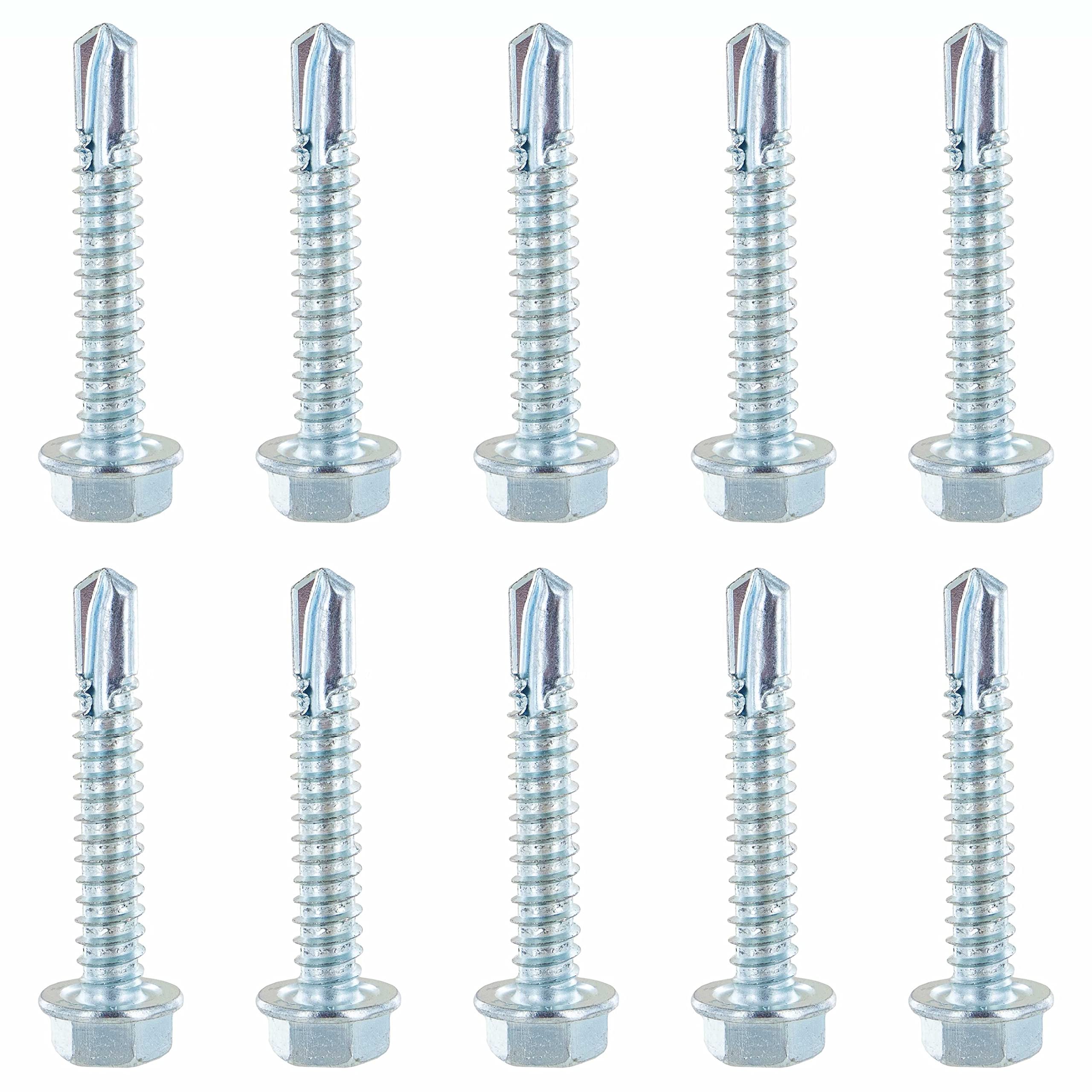 US Cargo Control E Track Fasteners, 1-1/2 Inch Hex Screw, Self Drilling Tip, Easily Install E Track in Your Trailer, 10 Pack