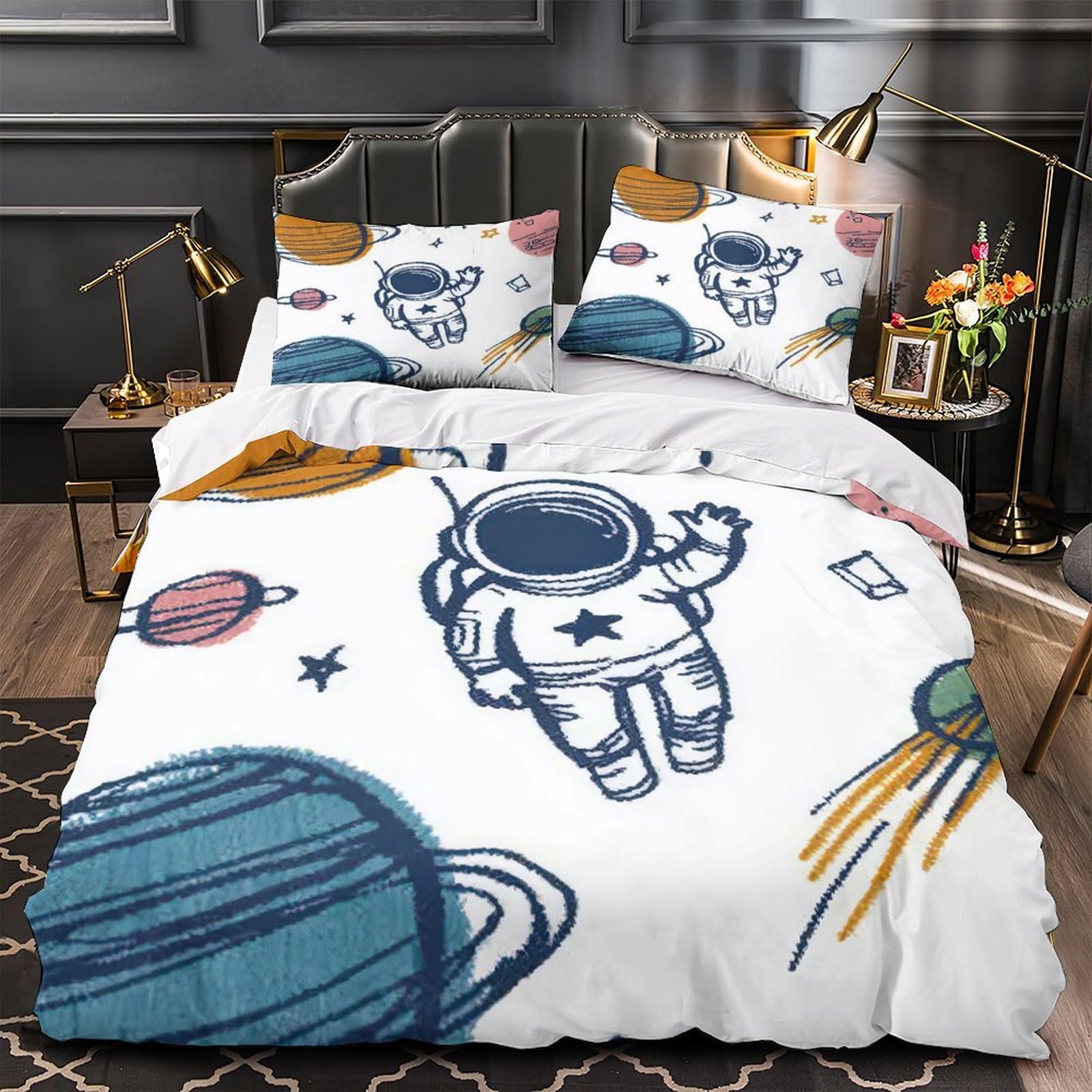 Housse de couette loup imprimé 3D fantaisie parure de lit confortable 220x240