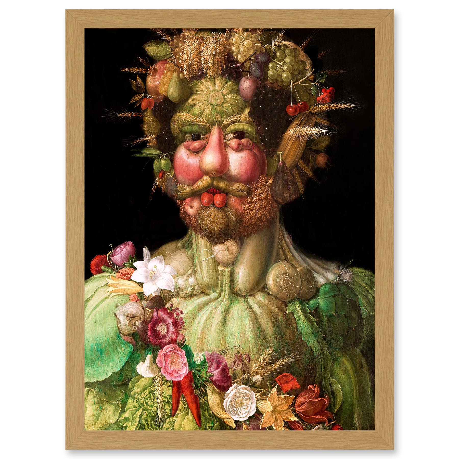 Wee Blue Coo Painting Portrait Arcimboldo Rudolf II Habsburg Vertumnus Vegetables Artwork Framed Wall Art Print A4