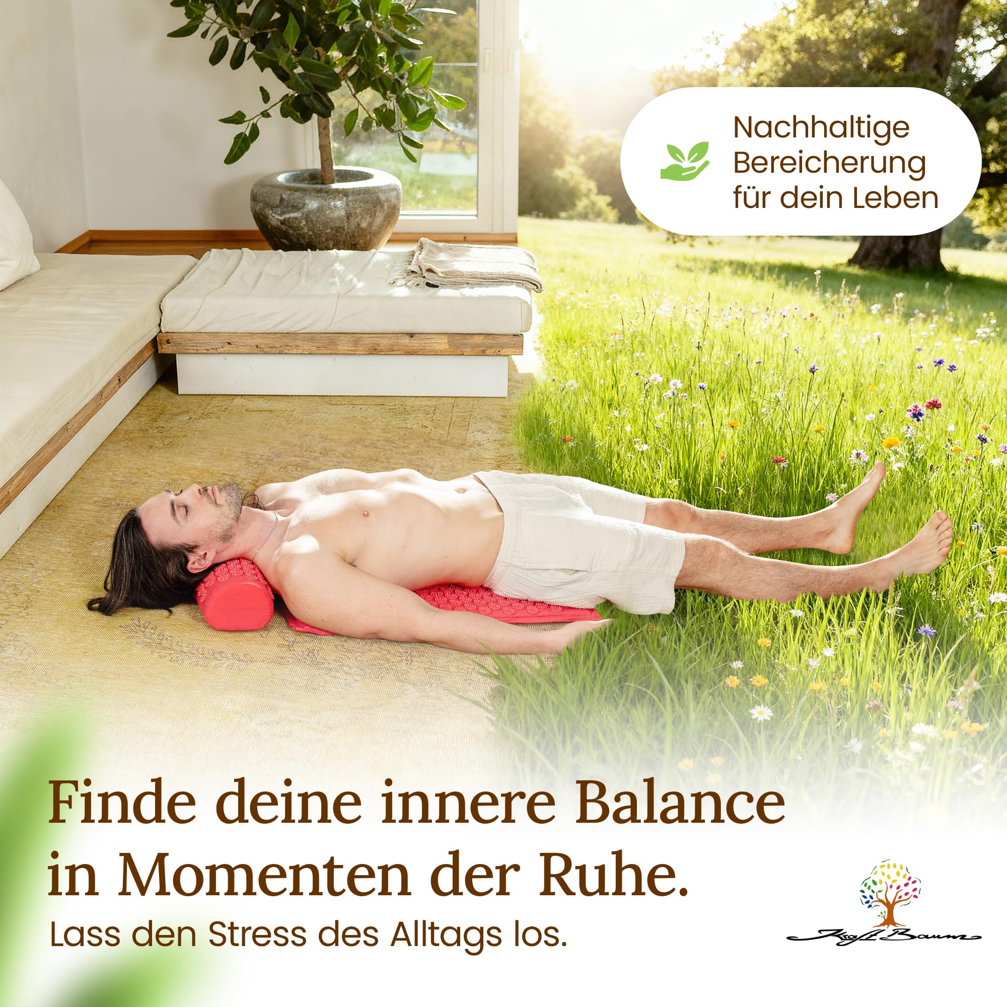 Akupressurmatte | mit VitaSpike™ Technologie | Set mit Kissen & Tasche | Rücken, Nacken & Stressabbau | Baumwolle & Kokosfaser | Nadelmatte Fakirmatte Rückenschmerzen