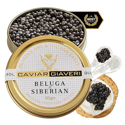 Best ers Royal Beluga Hybrid Caviar Gift Set Calificado como el mejor caviar negro del mundo tarro de vidrio de 175 onzas 50 G con Blinis gratis