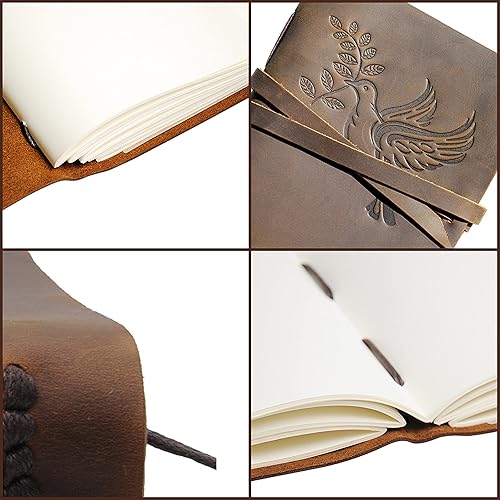 Miniatura 7 de Sovereign-Gear Diario encuadernado en cuero para hombres y mujeres, juego de regalo hecho a mano con diario en relieve de paloma y bolígrafo