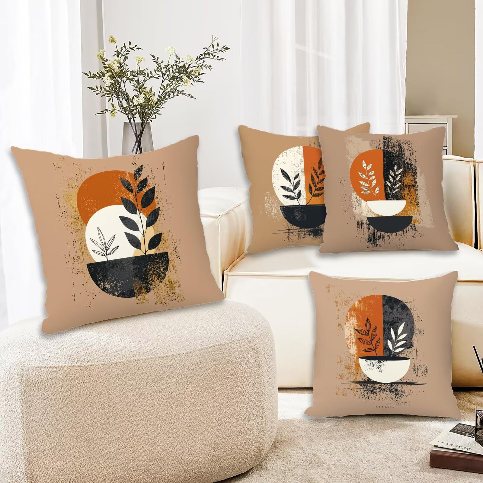 Kissenbezug 60x60 Braun 4er Set Samt Kissenbezüge Modern Zierkissenbezug Kissenhülle Dekorative Weiche Quadratische Dekokissenbezug Sofakissenbezug Couchkissen für Deko Schlafzimmer Wohnzimmer T-24