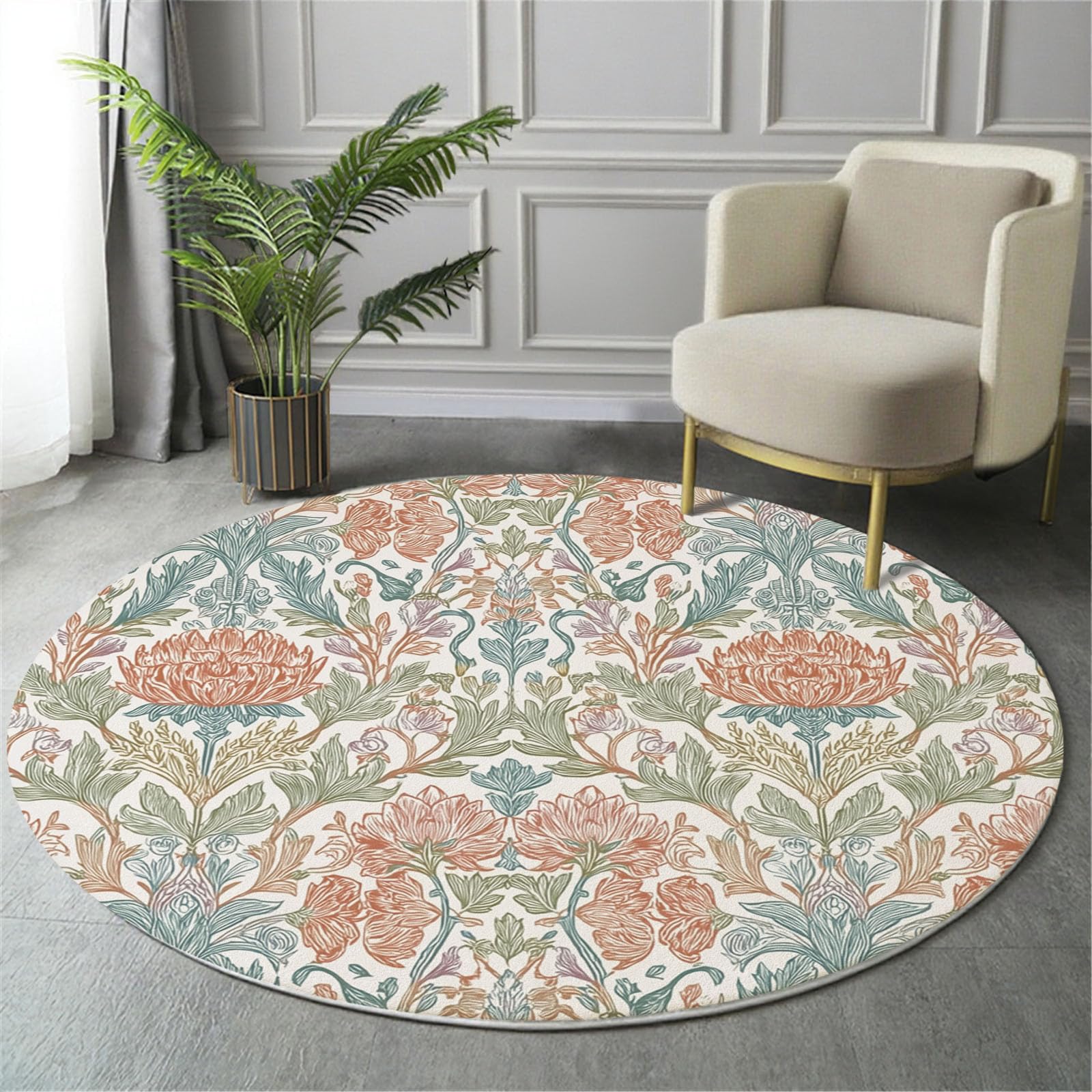 Tapis rose à fleurs au pied du lit pour une chambre d'adulte cosy
