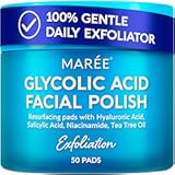Glycolic Acid Pads - Toner Pads for Face Cleansing - Exfoliating Pad with Tea Tree Oil, Salicylic Acid & Vitamins E, B3, B5 - Acne Clearing, Skin Pore Resurfacing & Radiance Device - 50 Count