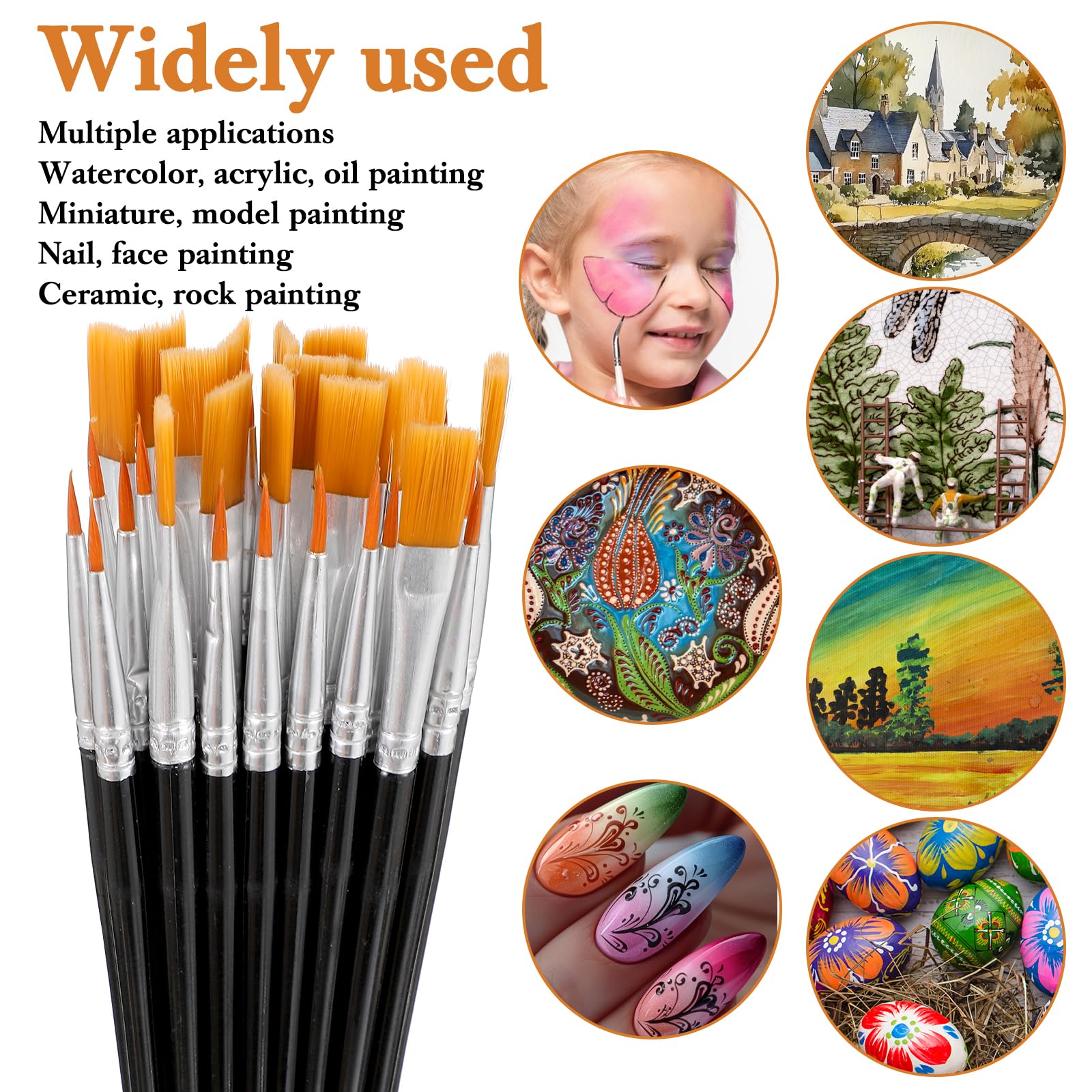 60 Stück Pinsel Set - 30 Runde & 30 Flache Pinsel Für Künstler