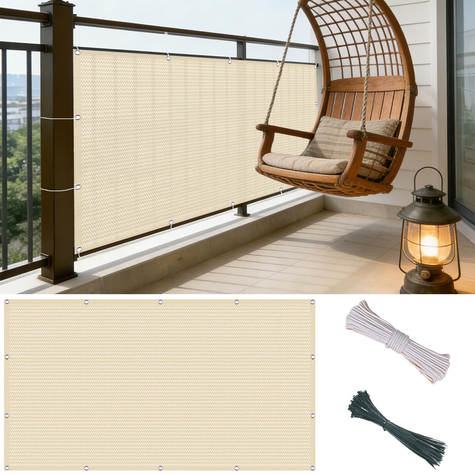 Brise vue avec oeillet contre les regards indiscrets et le soleil fort du balcon