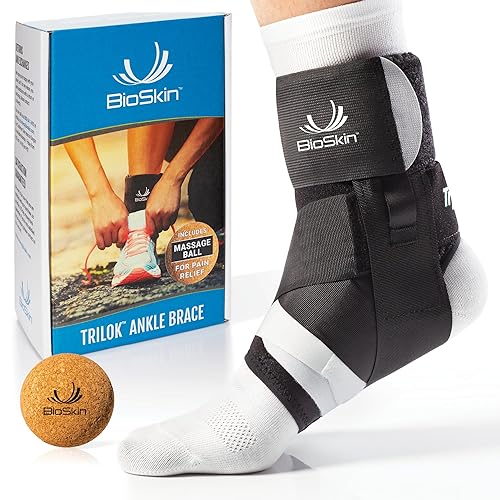 BIOSKIN TriLok - Tobillera con bola de masaje, tobillera para mujeres y hombres, esguince de tobillo, alivio de fascitis plantar, soporte para el