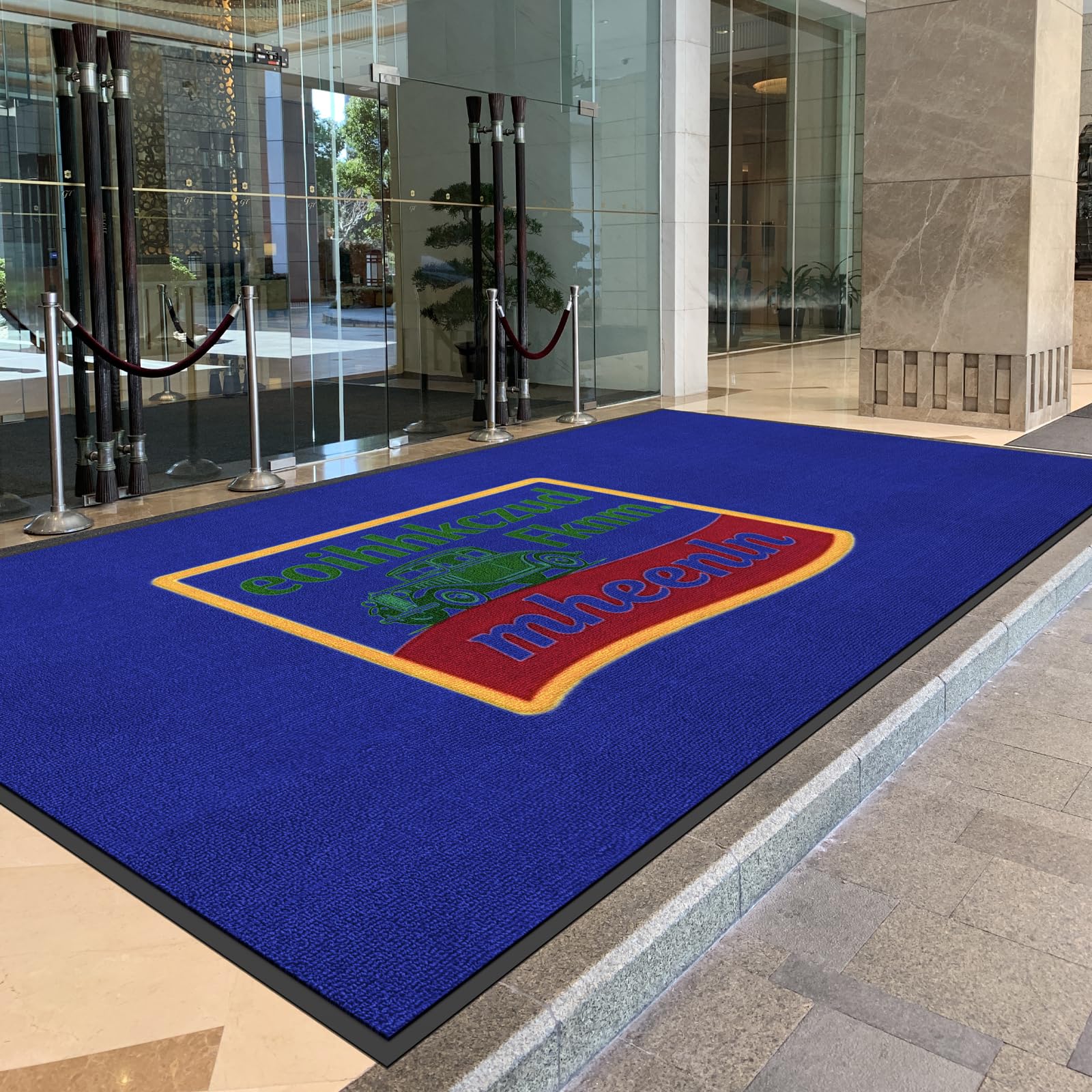 MAOVOT Custom Commercial Area Rugs Door Mat Carpet Personalized Logo Text Entryway Rug with Non-Slip Rubber Backing Indoor Outdoor Doormat 6' x 7'