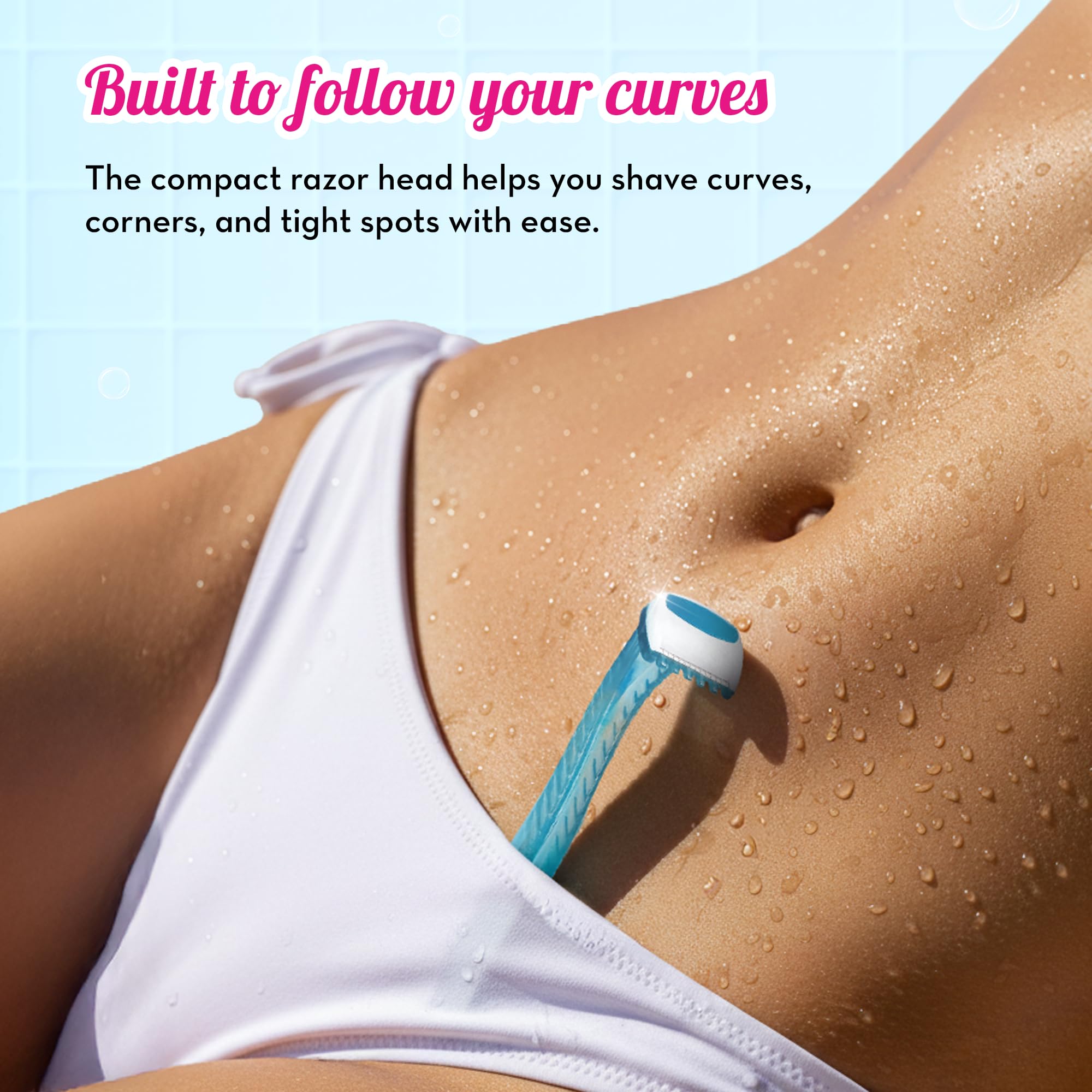 Plush Reusable Bikini Razor for Women (2 Pcs) | Best Razor for Shaving Private Parts & Pubic Area | German Precision Blades, Lubricating Strips & Safety Comb for 1-Stroke Shave | No Bumps, No Cuts 3