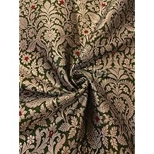 Silk Satin Brocade Beautiful with Subtle Metallic Gold Paisley and Leaves Jacquard Available in 5 Colors Moss Green,Black,Watermelon,Emerald and Purple BRO1198 Moss Green