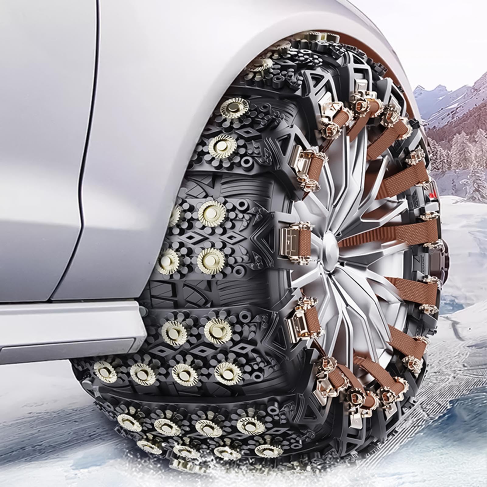 Catene Da Neve Per Automobili Otto Pezzi Antiscivolo Trazione | Catene Di Trazione Per Ruote Adatto Per Pneumatici Da 16.5-24.5 Cm Per Camion Berlina Camper Pickup Minivan Inverno