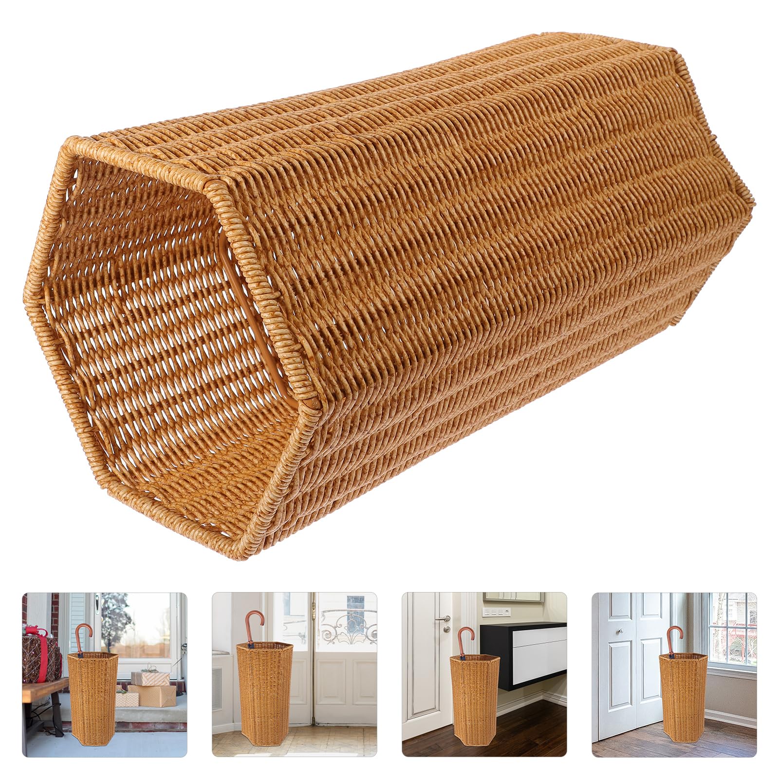STOBAZA Portaombrelli in Rattan Artificiale Con Secchiello in Plastica Contenitore Multiuso Per Ombrelli Lunghi E Pieghevoli Adatto Per Ingresso Ufficio E Casa Contenitore Per Tappetini Yoga