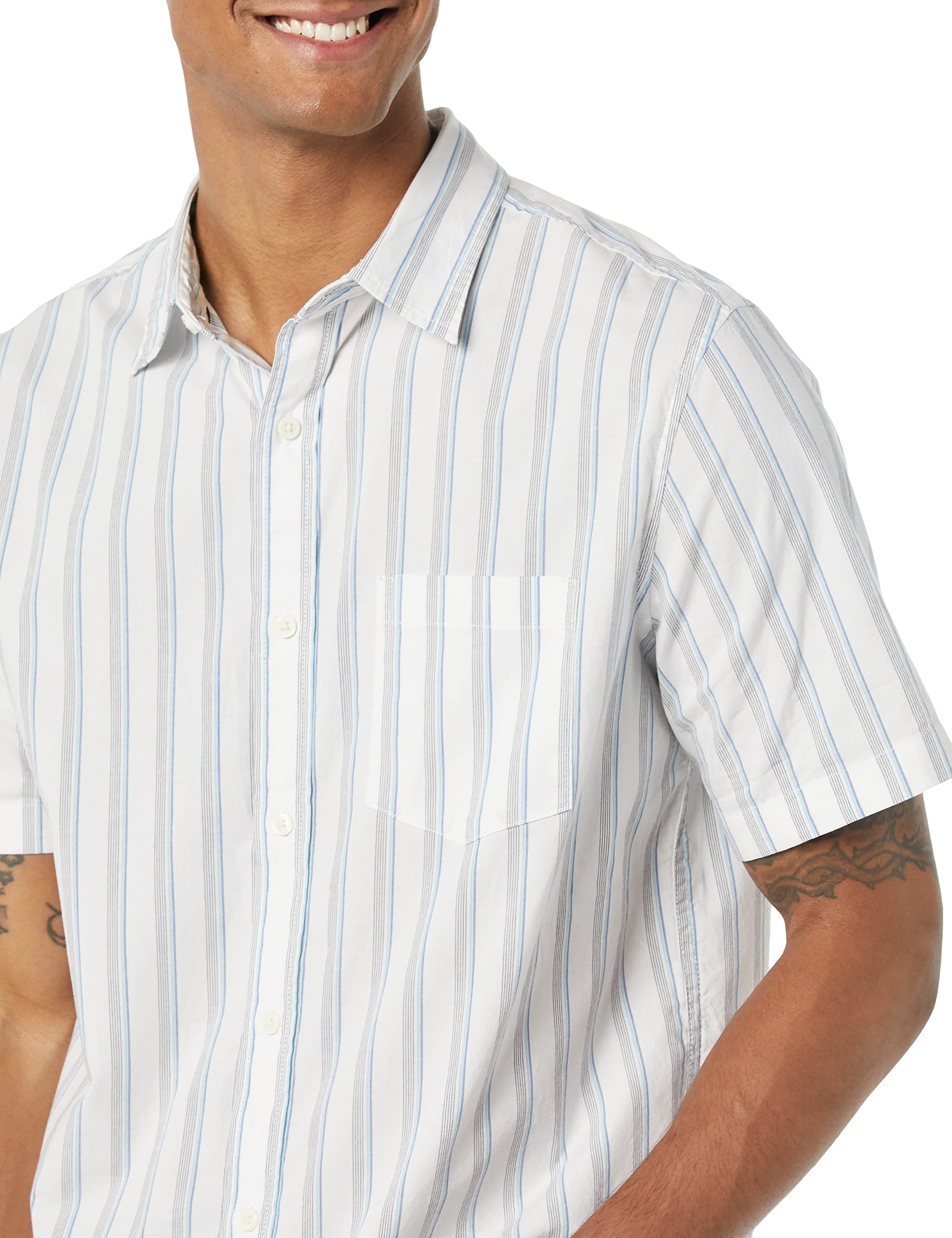 Amazon Essentials Hombre Camisa de Popelina elástica, Manga Corta (Disponible en Tallas Grandes)