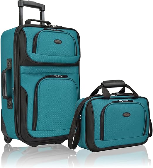 U.S. Traveler Rio Lightweight CarryOn Suitcase 20" Softside, Teal, Set Luggage Sets