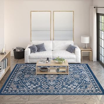 Universal Rugs Logan Area Rug, 4 x 5, Navy