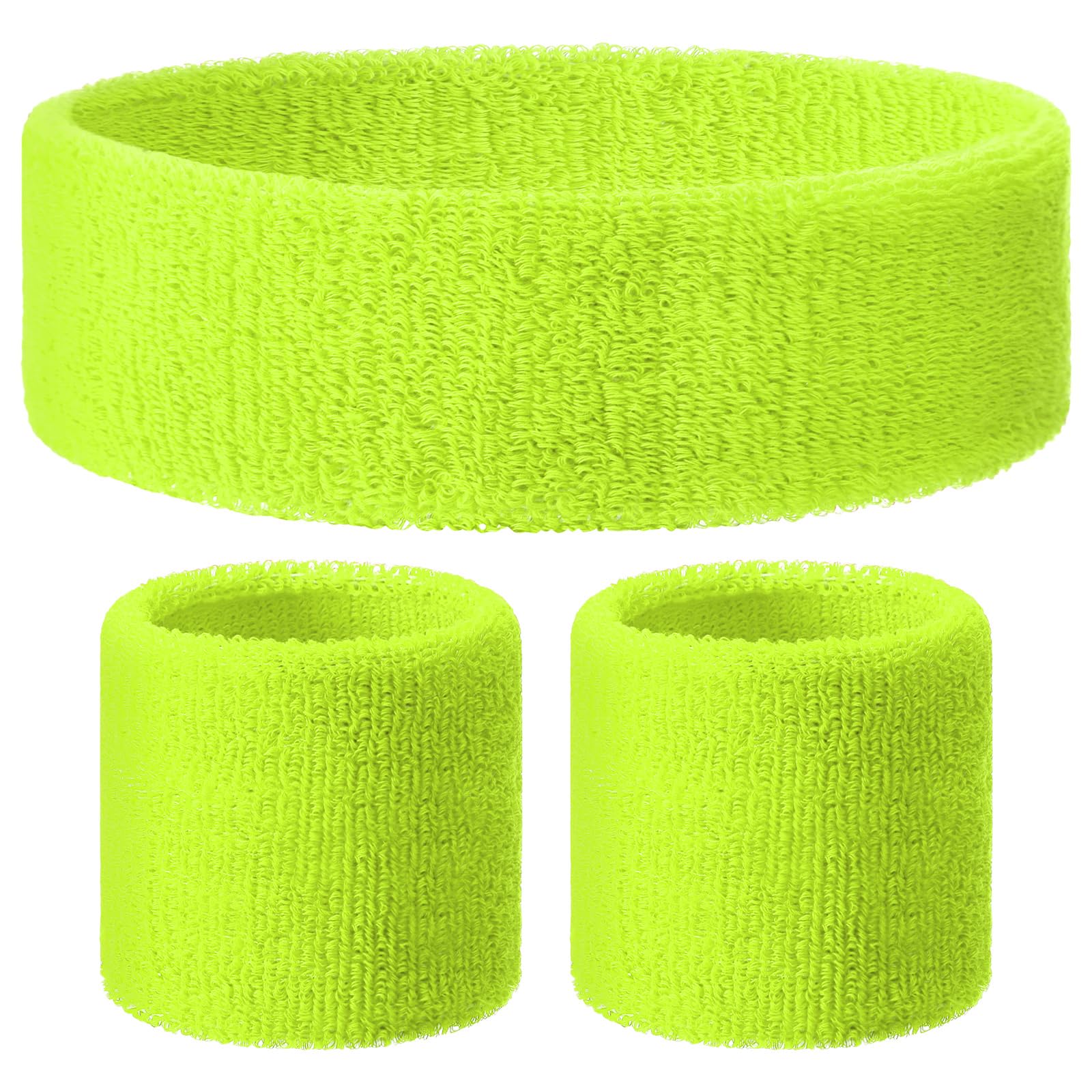 Knitgrip 3 Pack Neon Sweatbands Set Headband Wristband
