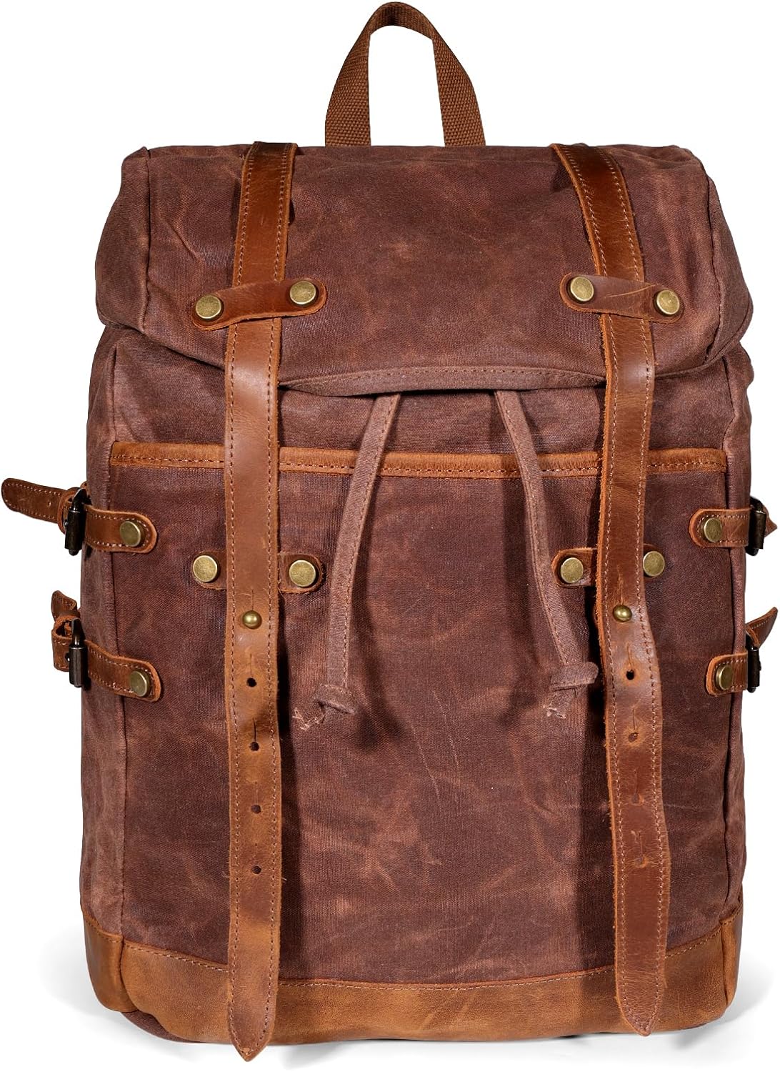 Ergonomics Backpack With Waxed Canvas Leather Waterproof For Hiking Travel College Weekend Travel Fit 15in laptops