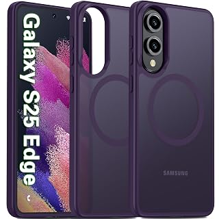 Oterkin Magnetic for Samsung Galaxy S25 Edge Case Matte, S25 Edge Phone Case Compatible with MagSafe Frosted Translucent Shockproof Anti-Scratch Slim Fit Case Military Grade Protection (Dark Purple) - Amazon product rated Grade A