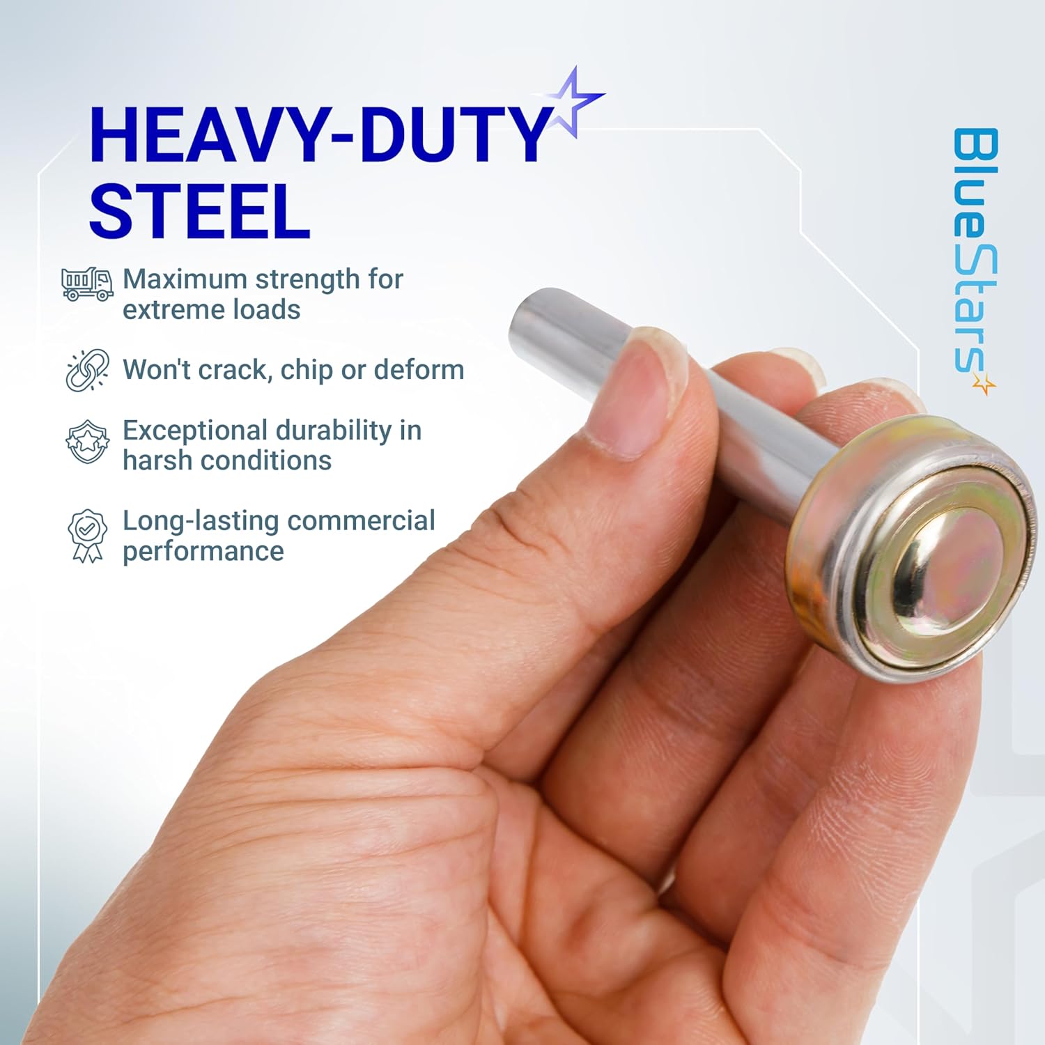 BlueStars 12 Pack Truck and Trailer Door Rollers Garage Door Rollers Hardware On Box Truck Rollup Door - Fit for 1" Track - 7/16'' Diameter x 2-3/4'' Long Rod