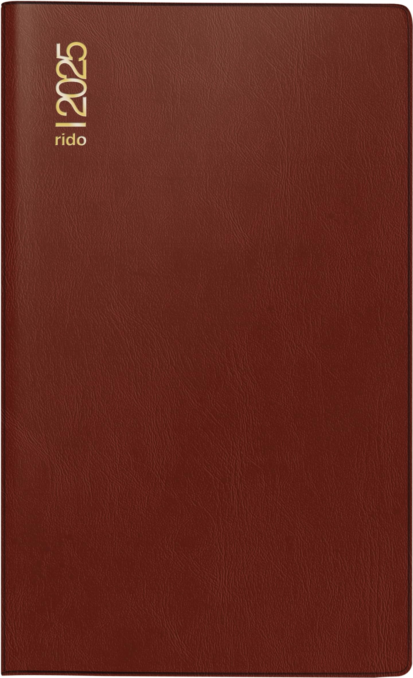 rido/idé Pocket Diary Model GILET Planner (2025), 2 Pages = 1 Month, A7, Plastic Cover, Bordeaux, red