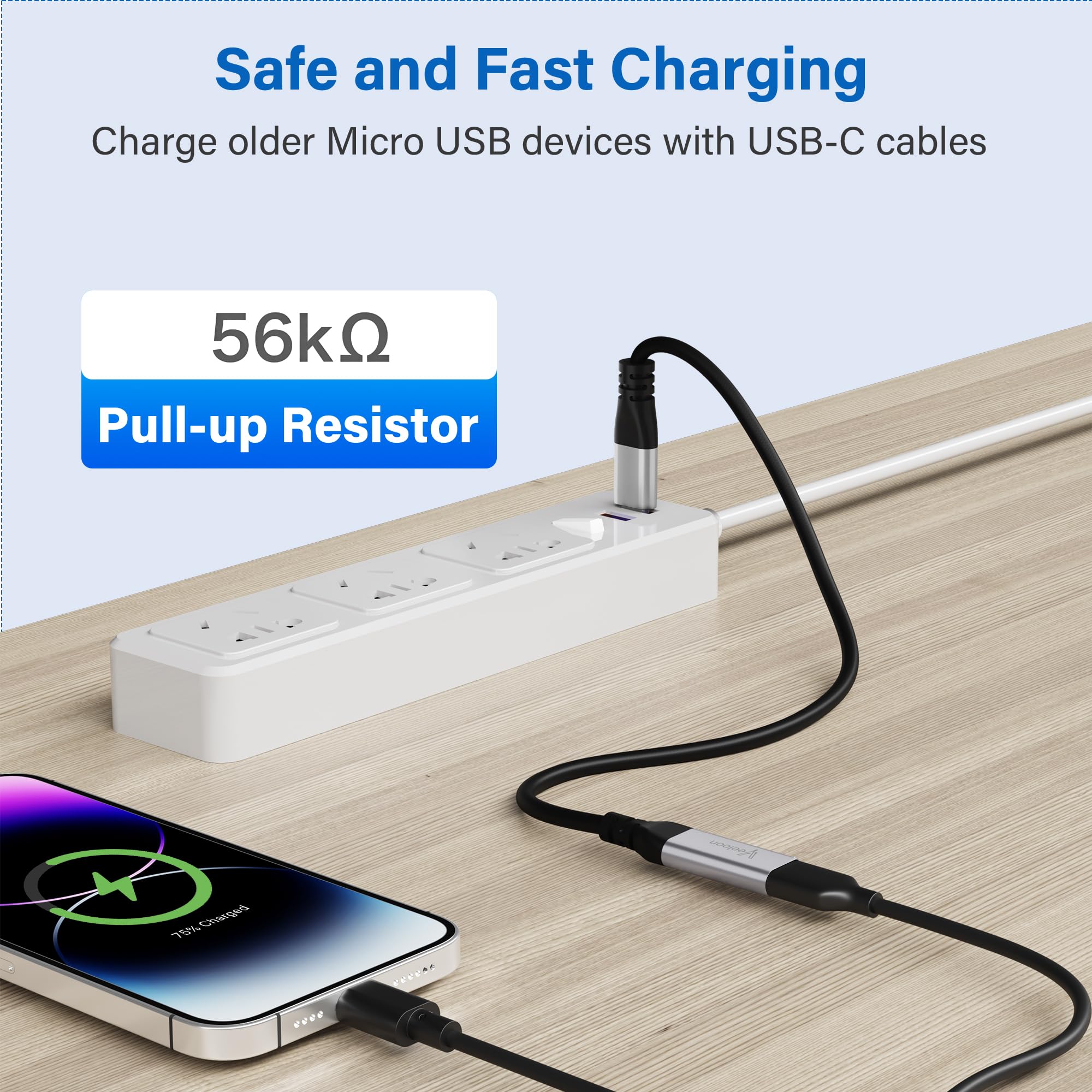 Lot de 2 adaptateurs USB C vers micro USB, câble d'extension court de type C femelle vers micro USB mâle, convertisseur de synchronisation de données et de charge pour Galaxy S7/S6, Note 5/4, Motorola