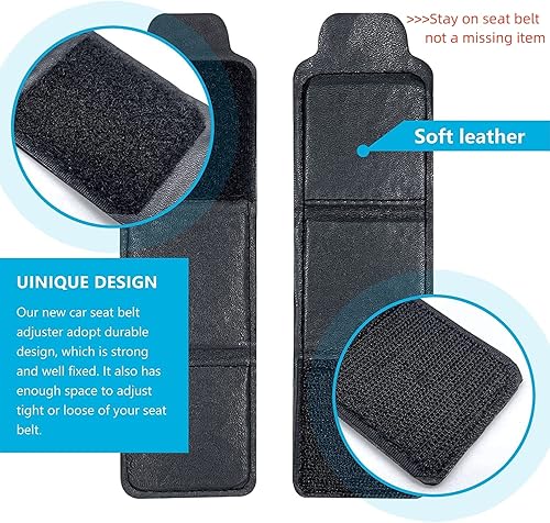 Miniatura 4 de MYKOMI Clips para cinturón de seguridad, ajustador de cinturón de seguridad, cuero suave que no daña el pecho y el vientre (paquete de 2 unidades,