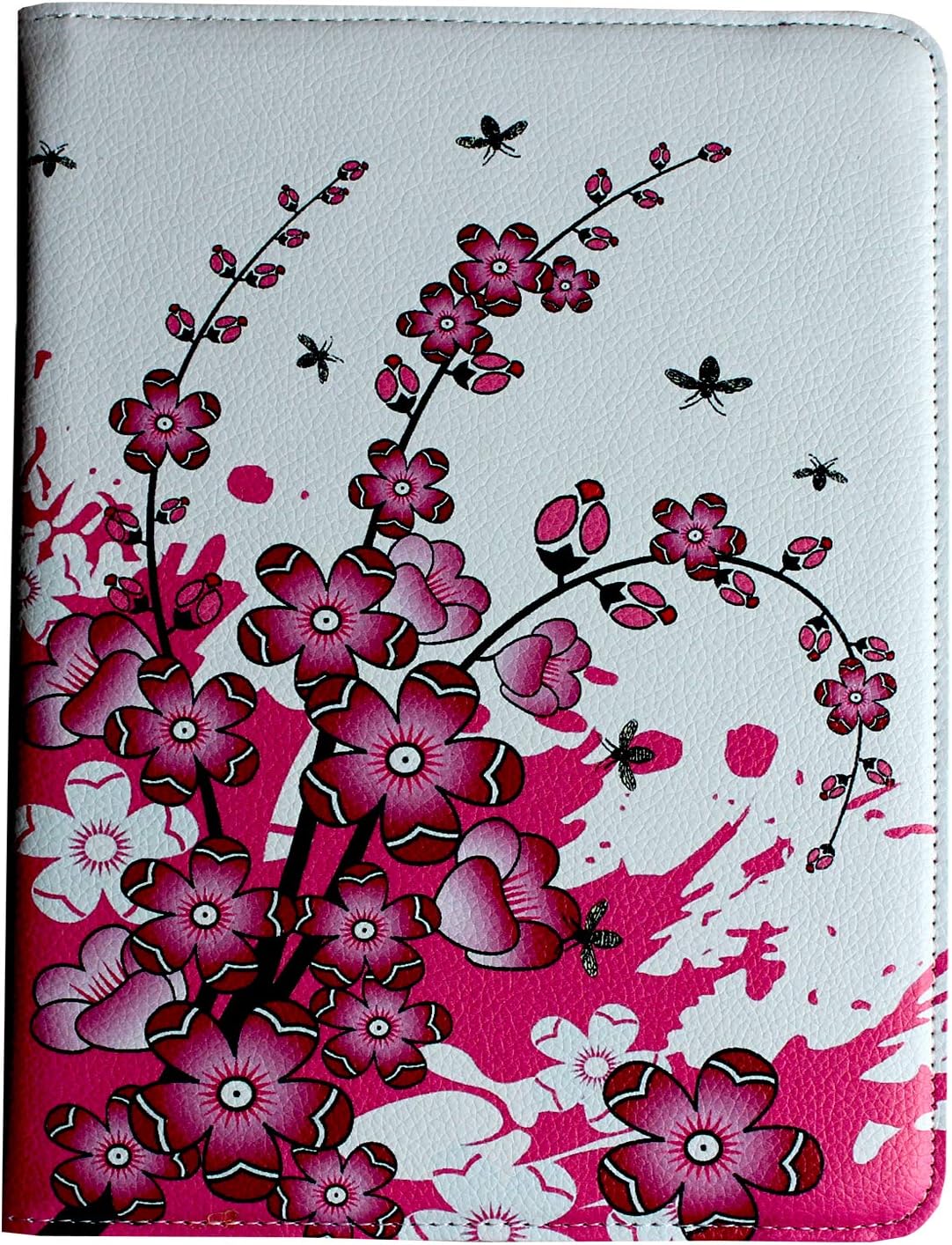 Case for Old iPad 2(2011)/iPad 3(2012)/ iPad 4(2012), Rotating Stand Smart Case Cover Magnetic Auto Wake Up/Sleep for A1395 A1396 A1397 A1403 A1416 A1430 A1458 A1459 A1460 (Pink W Flower)