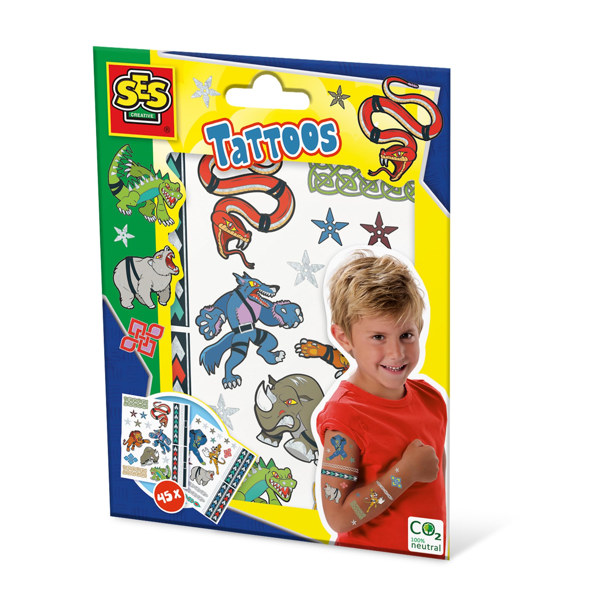 SES Creative 14287 Tattoos for Children-Animal fighters, Yellow