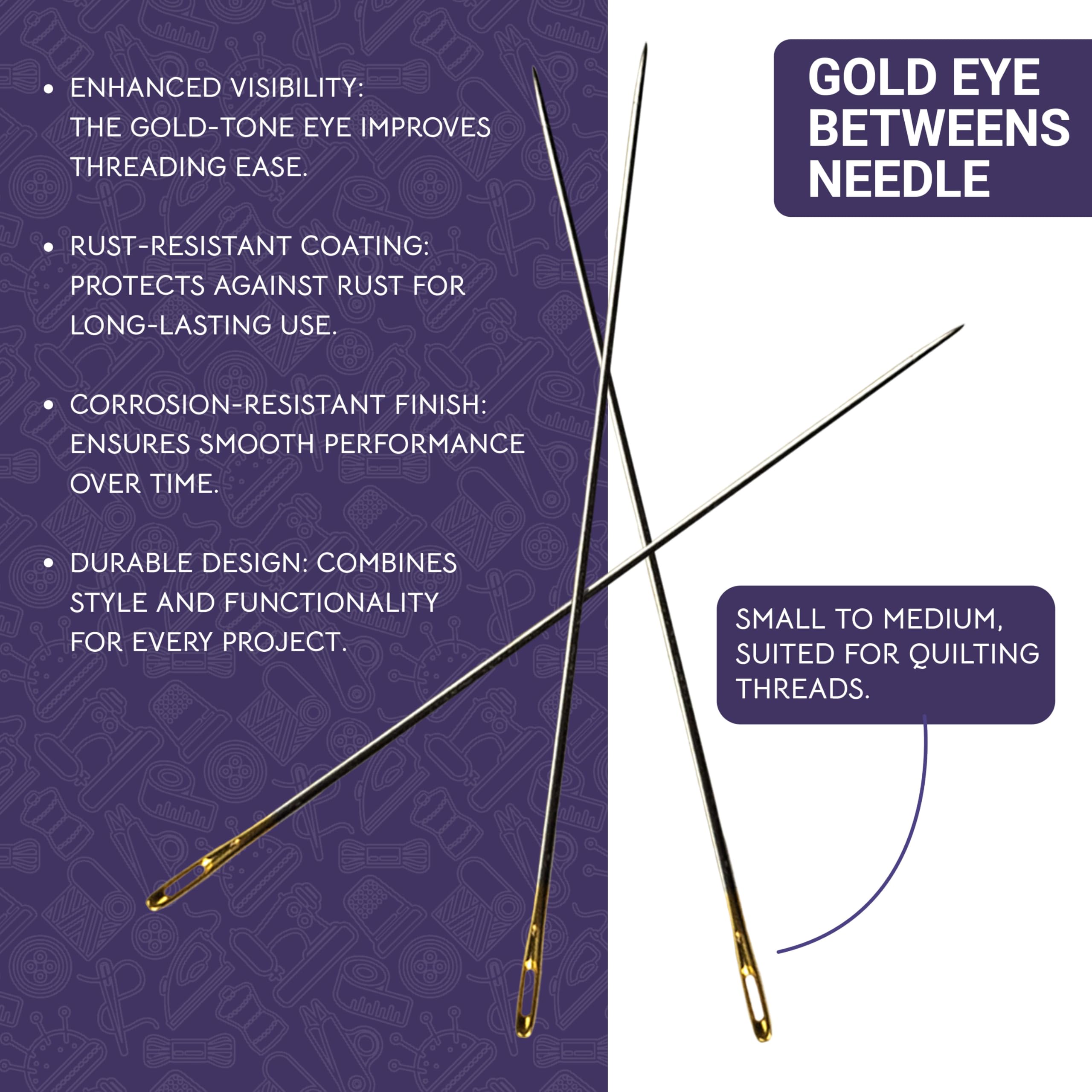 The Quilted Bear Gold Eye Betweens Quilting Needles 3/9-20 Betweens Hand Quilting Needles Set in a Premium Engraved Wooden Case for Quilting & Sewing (Sizes 3/9) - Image 3